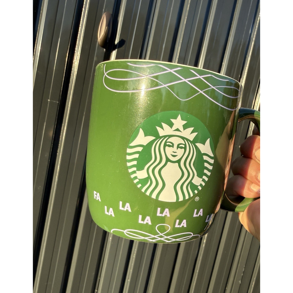 Starbucks 2020 Holiday Christmas Coffee Mug Green Purple Fa La La La La 18 oz - Picture 3 of 7